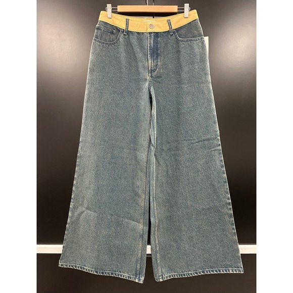 NATURAL LIFE Denim - Natural Life Womens Wide Leg Jeans Contrast Corduroy Waistband Denim Sample 8